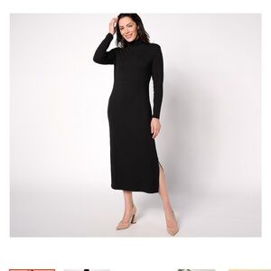 Women with Control Classic Black Long Sleeve Dress